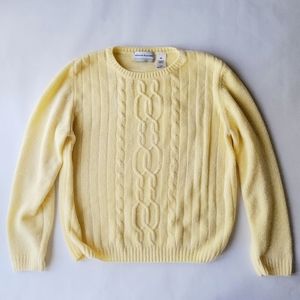 Alfred Dunner Petite Yellow Chenille Cable Knit Style Sweater Size Medium